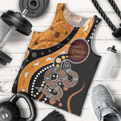 Aboriginal Snake Pattern Dot Art Men Tank Top