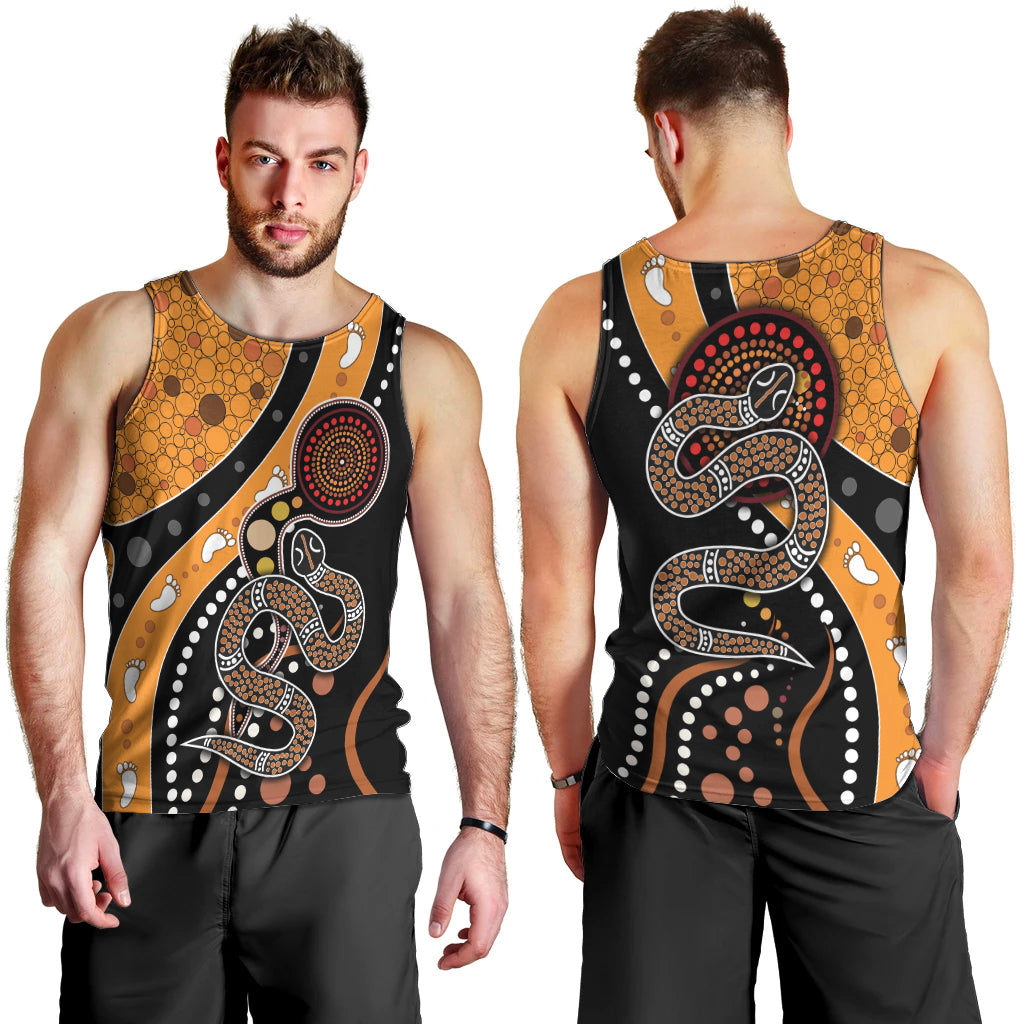 Aboriginal Snake Pattern Dot Art Men Tank Top
