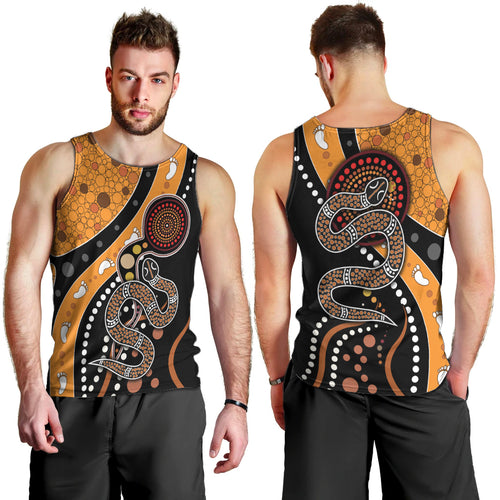 Aboriginal Snake Pattern Dot Art Men Tank Top