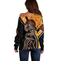 Aboriginal Snake Pattern Dot Art Off Shoulder Sweater