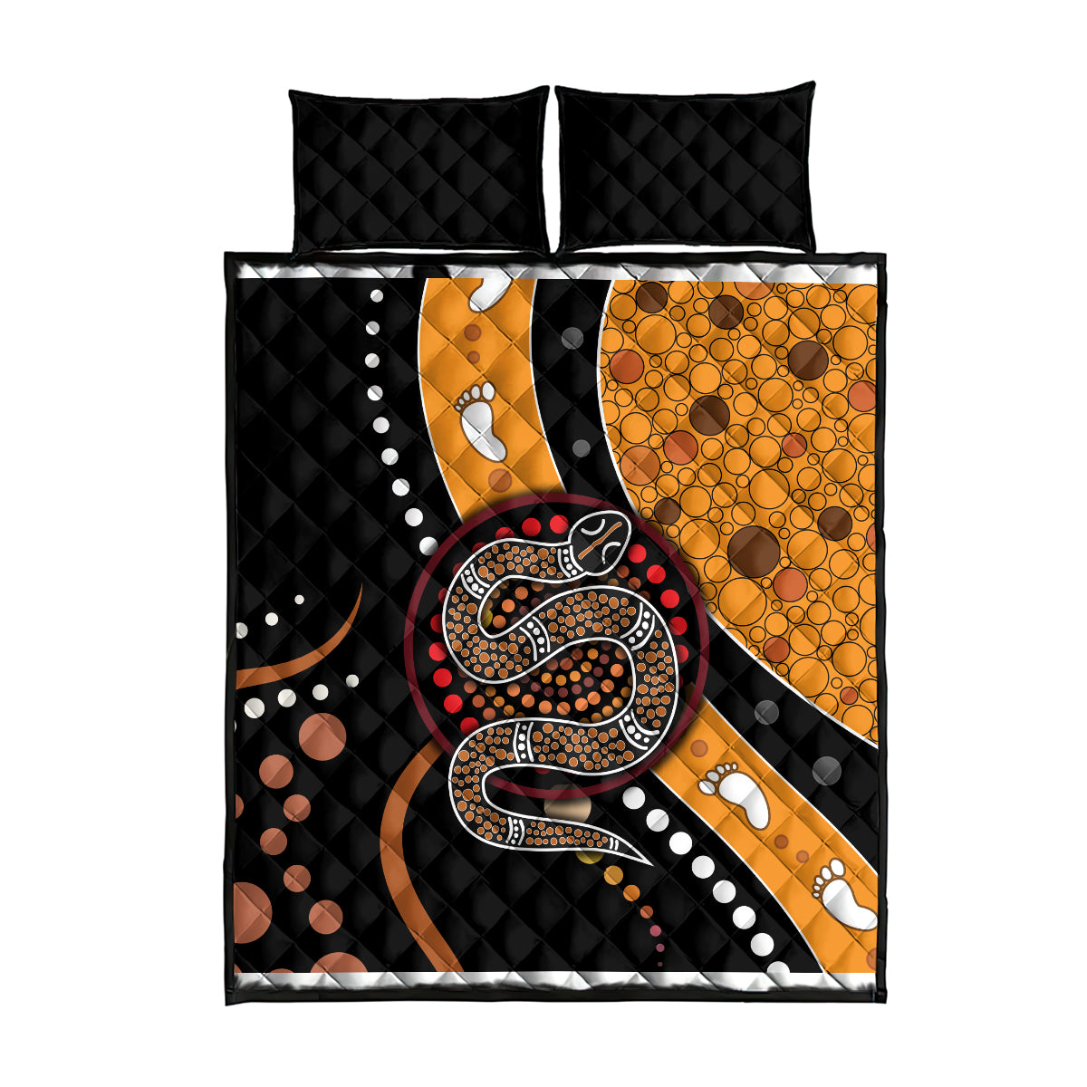 Aboriginal Snake Pattern Dot Art Quilt Bed Set