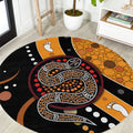 Aboriginal Snake Pattern Dot Art Round Carpet