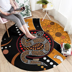 Aboriginal Snake Pattern Dot Art Round Carpet
