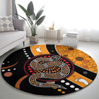 Aboriginal Snake Pattern Dot Art Round Carpet