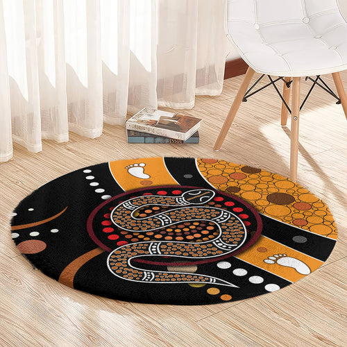 Aboriginal Snake Pattern Dot Art Round Carpet