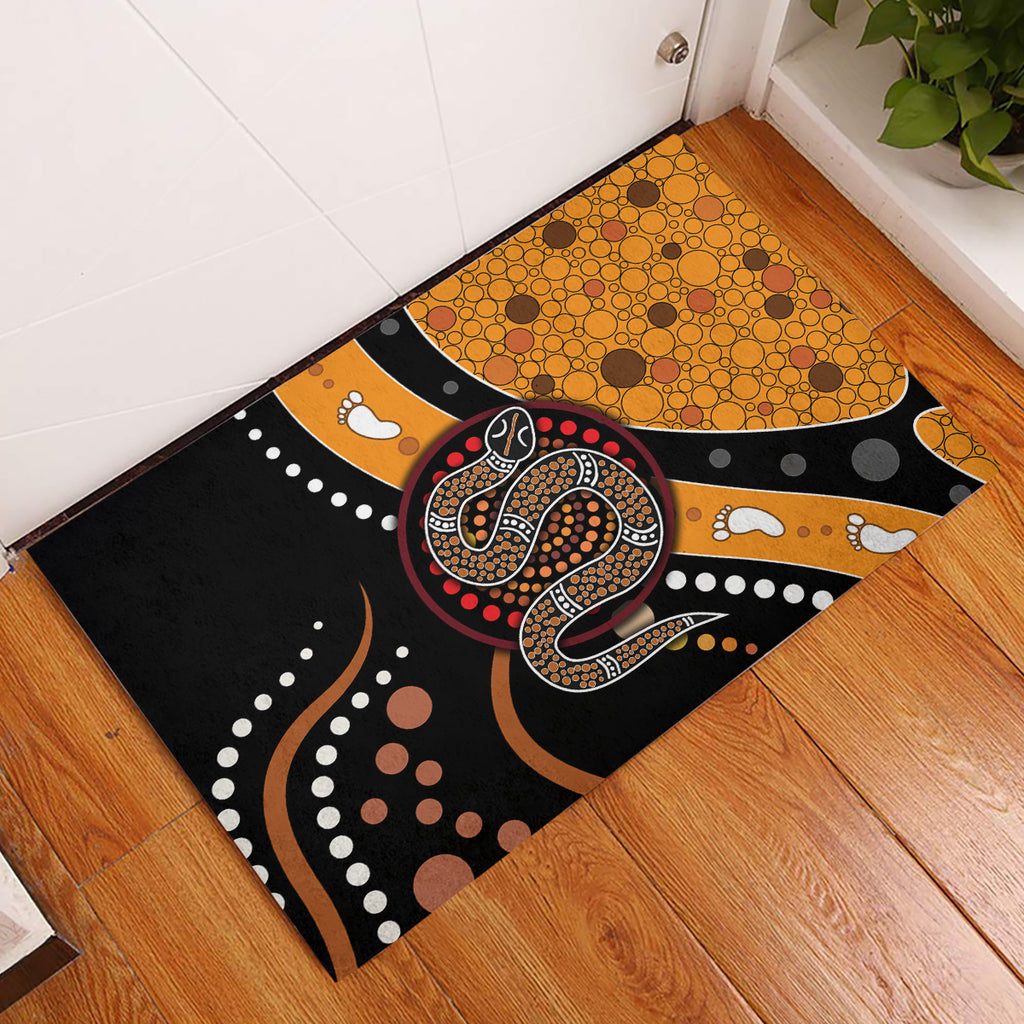Aboriginal Snake Pattern Dot Art Rubber Doormat