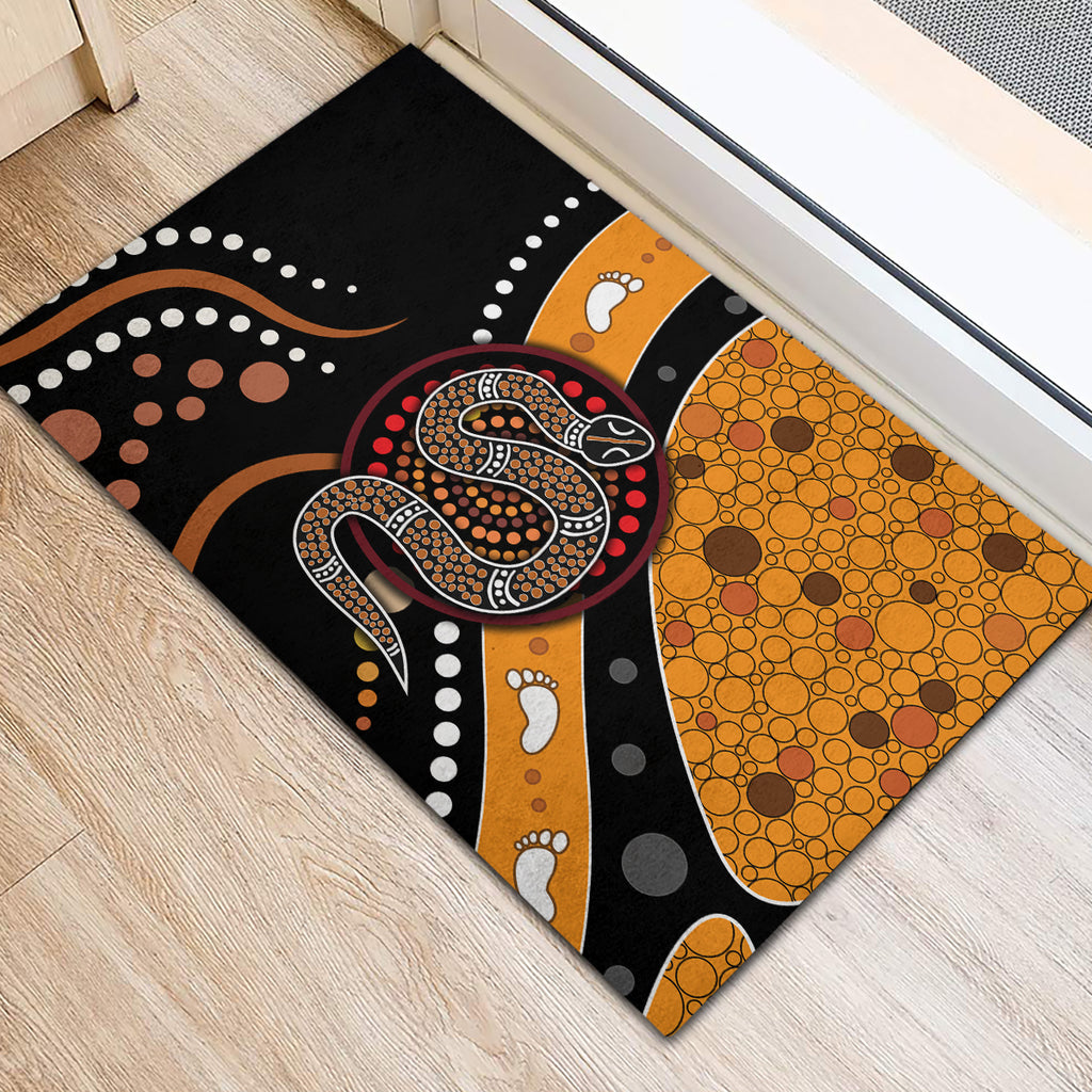 Aboriginal Snake Pattern Dot Art Rubber Doormat