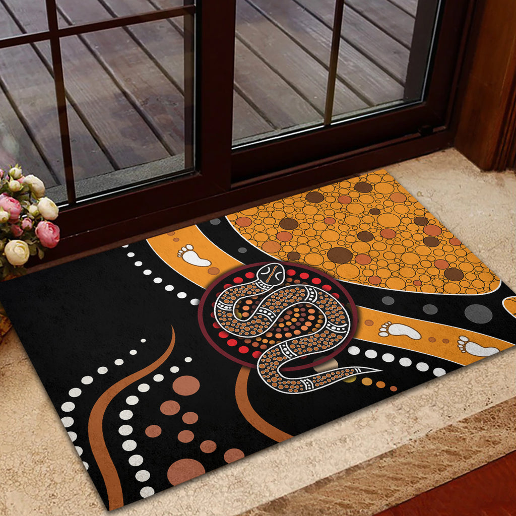 Aboriginal Snake Pattern Dot Art Rubber Doormat