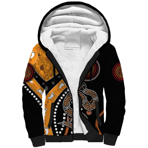 Aboriginal Snake Pattern Dot Art Sherpa Hoodie