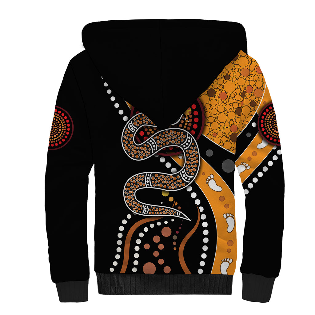 Aboriginal Snake Pattern Dot Art Sherpa Hoodie