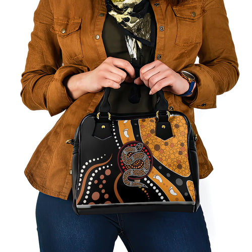 Aboriginal Snake Pattern Dot Art Shoulder Handbag