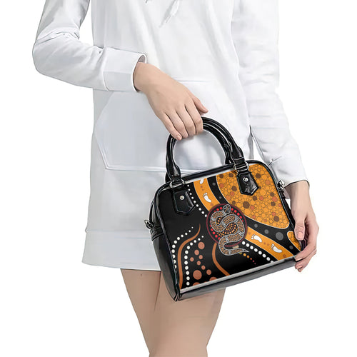 Aboriginal Snake Pattern Dot Art Shoulder Handbag