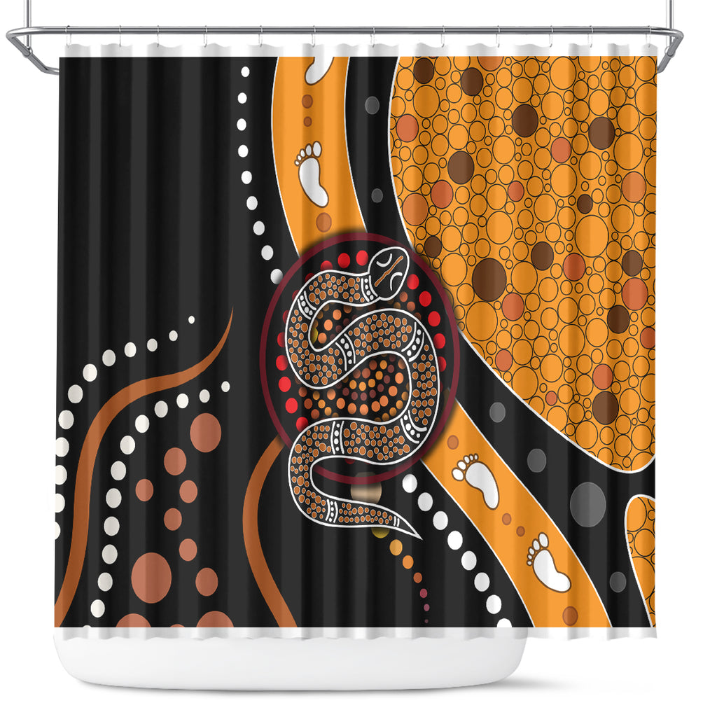 Aboriginal Snake Pattern Dot Art Shower Curtain