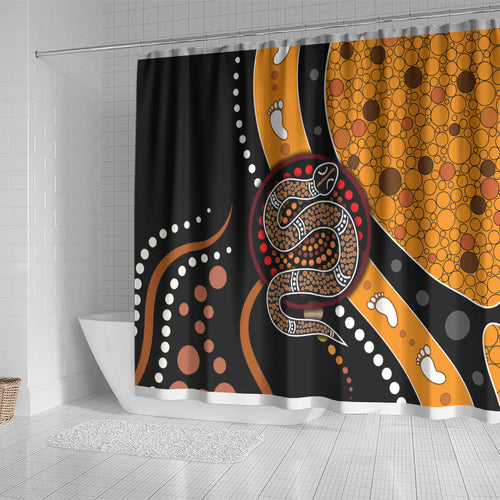 Aboriginal Snake Pattern Dot Art Shower Curtain