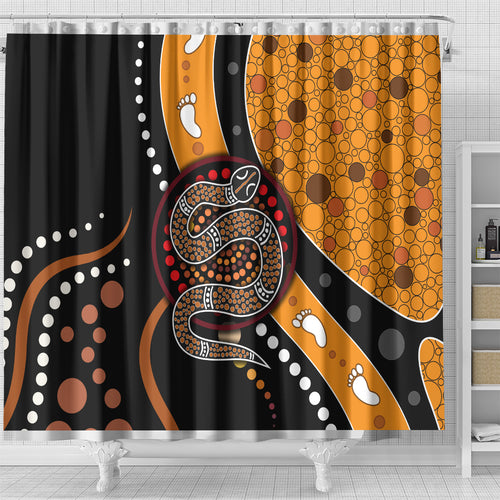 Aboriginal Snake Pattern Dot Art Shower Curtain