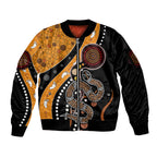 Aboriginal Snake Pattern Dot Art Sleeve Zip Bomber Jacket