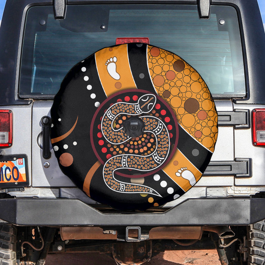 Aboriginal Snake Pattern Dot Art Spare Tire Cover