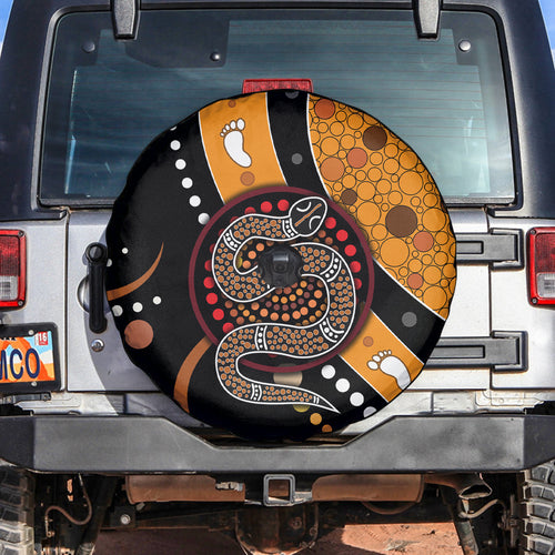 Aboriginal Snake Pattern Dot Art Spare Tire Cover
