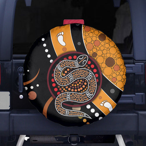 Aboriginal Snake Pattern Dot Art Spare Tire Cover