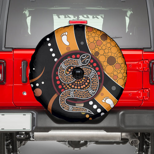Aboriginal Snake Pattern Dot Art Spare Tire Cover