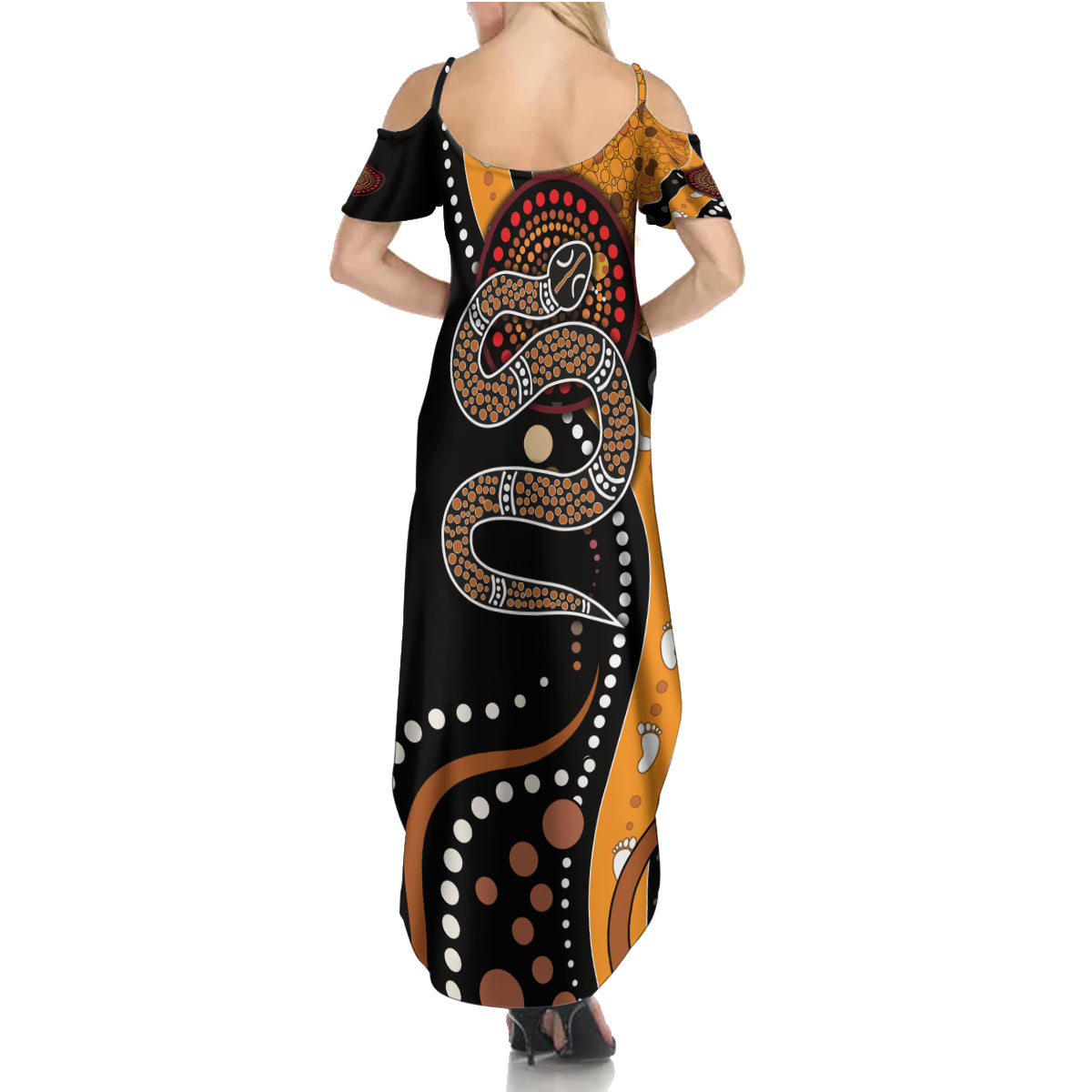Aboriginal Snake Pattern Dot Art Summer Maxi Dress