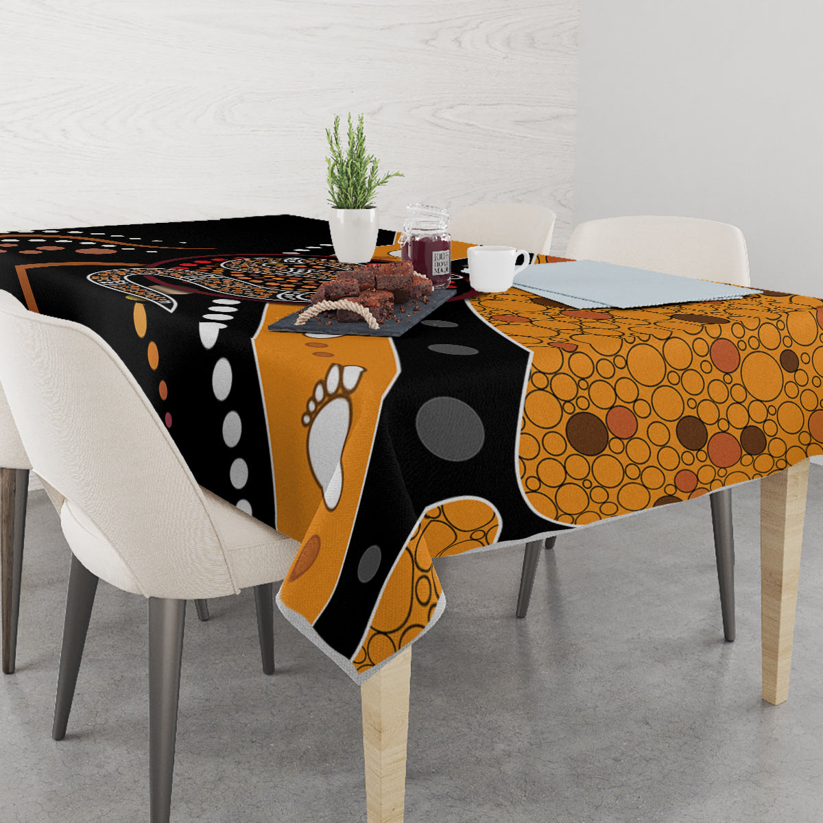 Aboriginal Snake Pattern Dot Art Tablecloth