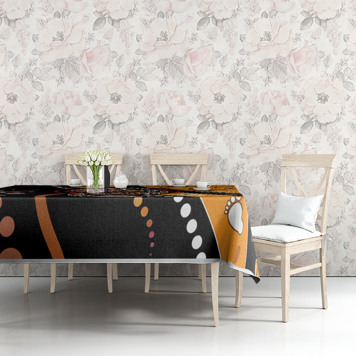 Aboriginal Snake Pattern Dot Art Tablecloth
