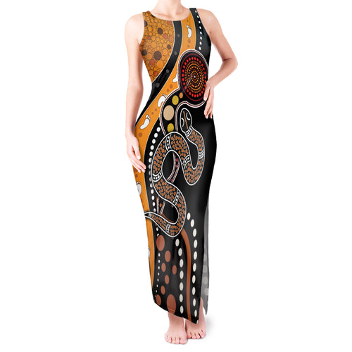 Aboriginal Snake Pattern Dot Art Tank Maxi Dress