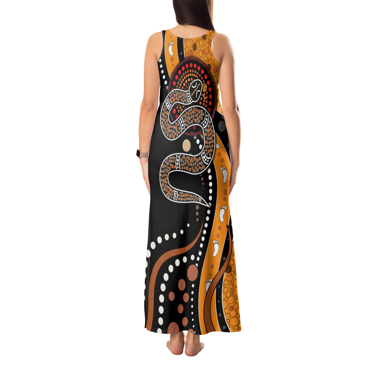 Aboriginal Snake Pattern Dot Art Tank Maxi Dress
