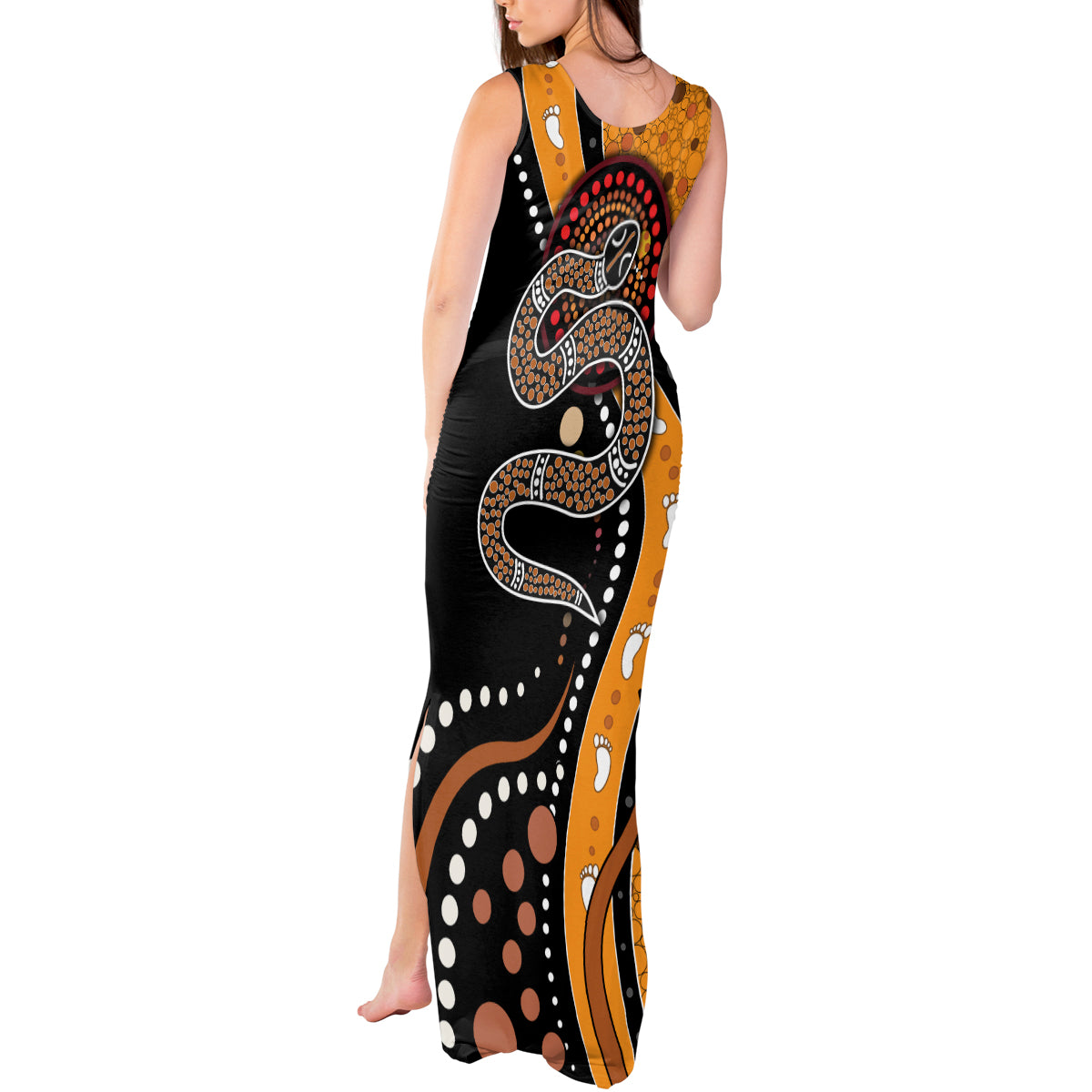 Aboriginal Snake Pattern Dot Art Tank Maxi Dress