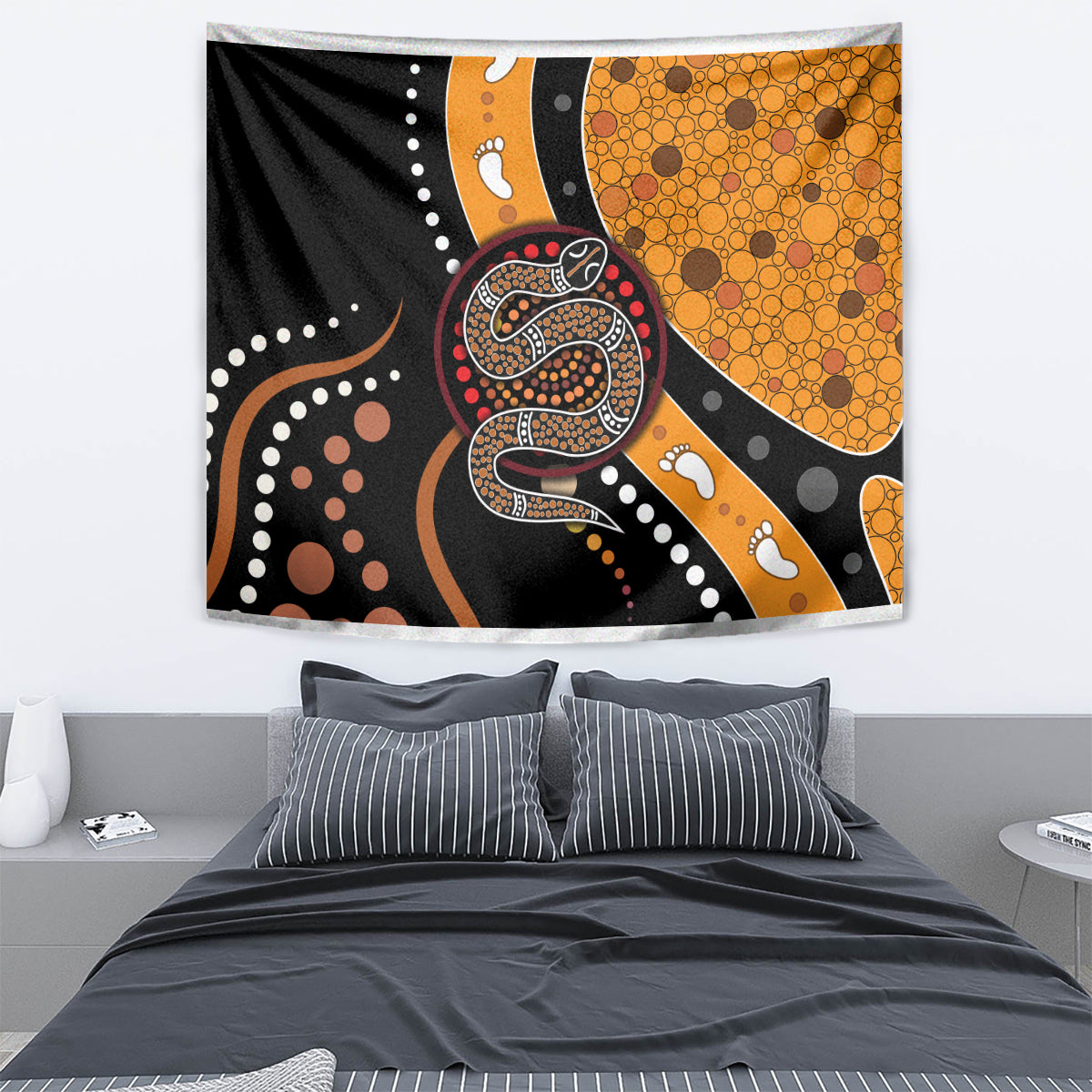 Aboriginal Snake Pattern Dot Art Tapestry