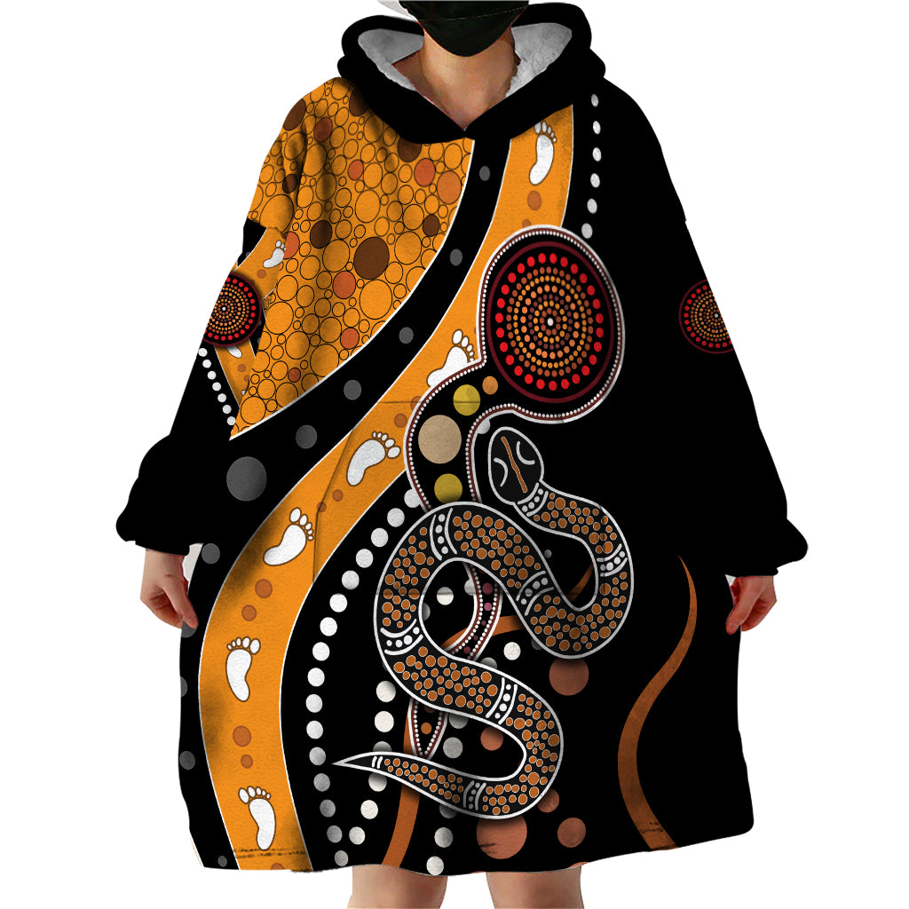 Aboriginal Snake Pattern Dot Art Wearable Blanket Hoodie