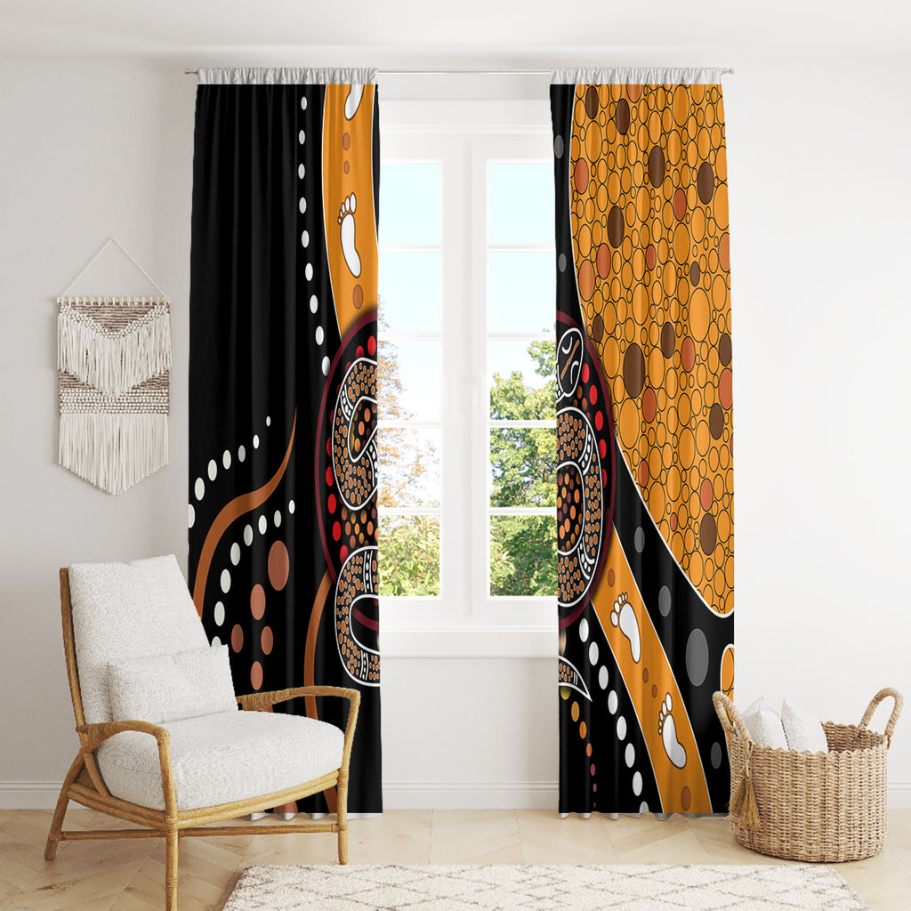 Aboriginal Snake Pattern Dot Art Window Curtain