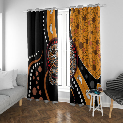 Aboriginal Snake Pattern Dot Art Window Curtain