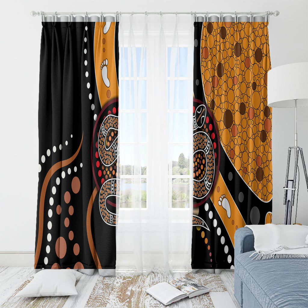 Aboriginal Snake Pattern Dot Art Window Curtain
