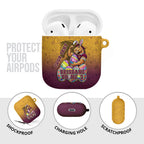 Personalized Brisbane Broncos AirPods Case Easter Mascot - Colorful Eggs Cartoon Style
