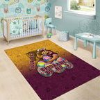 Personalized Brisbane Broncos Area Rug Easter Mascot - Colorful Eggs Cartoon Style