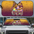 Personalized Brisbane Broncos Auto Sun Shade Easter Mascot - Colorful Eggs Cartoon Style
