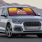 Personalized Brisbane Broncos Auto Sun Shade Easter Mascot - Colorful Eggs Cartoon Style