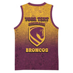 Personalized Brisbane Broncos Basketball Jersey Easter Mascot - Colorful Eggs Cartoon Style