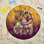 Personalized Brisbane Broncos Beach Blanket Easter Mascot - Colorful Eggs Cartoon Style