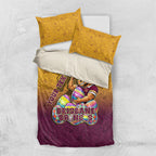 Personalized Brisbane Broncos Bedding Set Easter Mascot - Colorful Eggs Cartoon Style