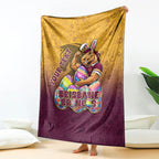 Personalized Brisbane Broncos Blanket Easter Mascot - Colorful Eggs Cartoon Style