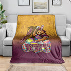 Personalized Brisbane Broncos Blanket Easter Mascot - Colorful Eggs Cartoon Style