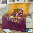 Personalized Brisbane Broncos Blanket Easter Mascot - Colorful Eggs Cartoon Style