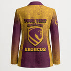 Personalized Brisbane Broncos Blazer Easter Mascot - Colorful Eggs Cartoon Style