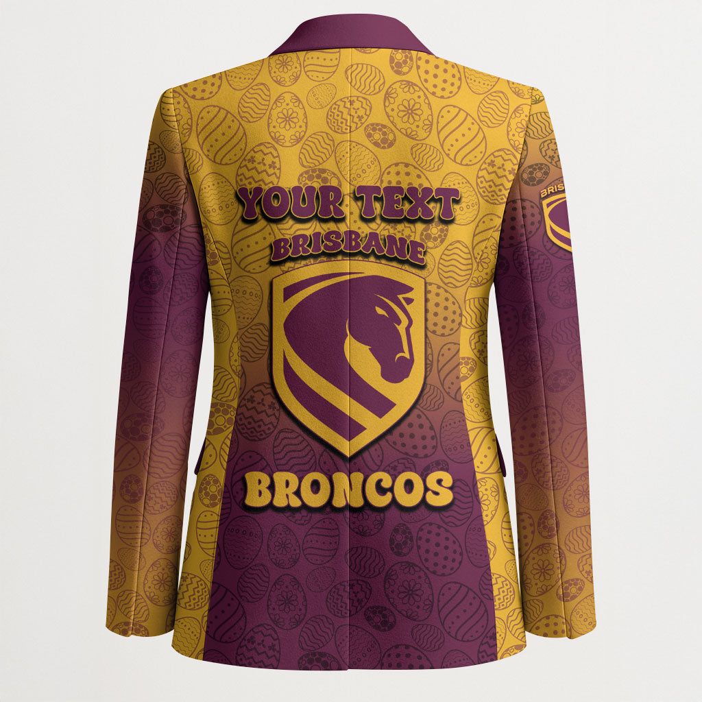 Personalized Brisbane Broncos Blazer Easter Mascot - Colorful Eggs Cartoon Style