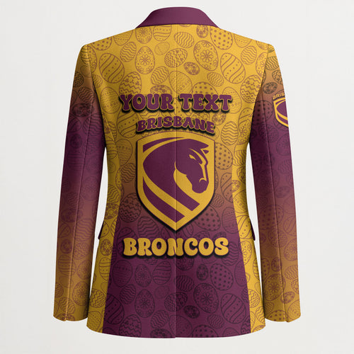 Personalized Brisbane Broncos Blazer Easter Mascot - Colorful Eggs Cartoon Style