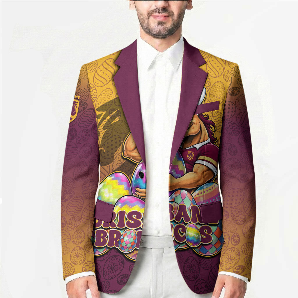 Personalized Brisbane Broncos Blazer Easter Mascot - Colorful Eggs Cartoon Style