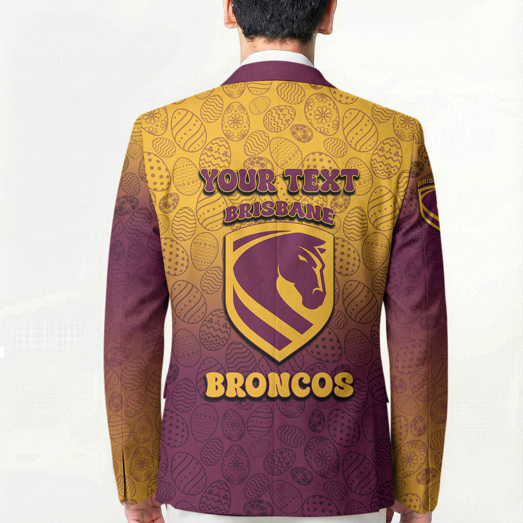 Personalized Brisbane Broncos Blazer Easter Mascot - Colorful Eggs Cartoon Style